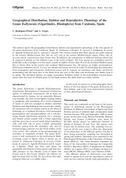 Offprint Geographical Distribution, Habitat and Reproductive