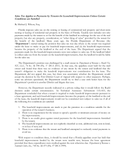 Sales Tax Applies to Payments by Tenants for Leasehold