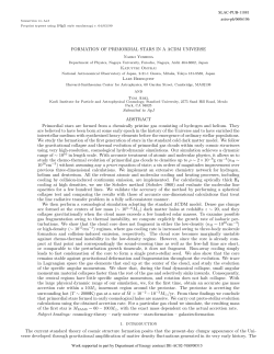 FORMATION OF PRIMORDIAL STARS IN A &Lambda;CDM