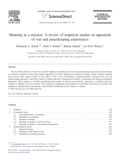 Meaning as a mission - Military Suicide Research Consortium