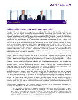 Notification Injunctions &ndash; a new tool for asset preservation?