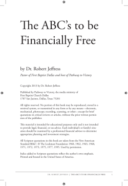 The ABC`s to be Financially Free