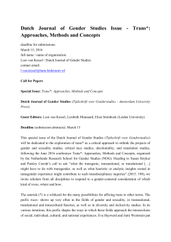 Dutch Journal of Gender Studies Issue