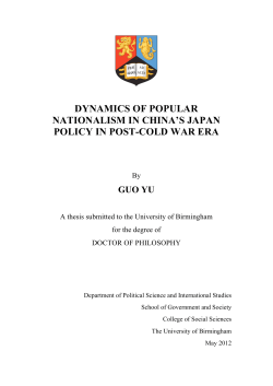 dynamics of popular nationalism in china`s japan policy in post