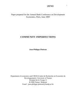 COMMUNITIES AS AN AMBIGUOUS ASSET IN VILLAGE SOCIETIES