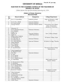 Chemistry - University of Kerala