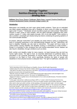 Stronger Together: Nutrition-Disability Links and Synergies