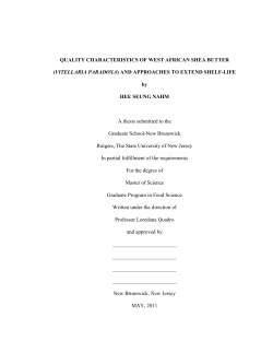 QUALITY CHARACTERISTICS OF WEST AFRICAN SHEA BUTTER