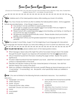 Seventh Grade Summer Reading Assignment: 2016-2017