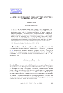 a note on hammersley`s inequality for estimating the normal integer
