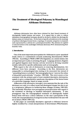 The Treatment of Ideological Polysemy in Monolingual Afrikaans