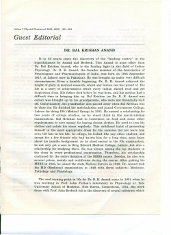 Dr. Bal Krishan Anand - Indian Journal of Physiology and