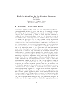 Euclid`s Algorithm for the Greatest Common Divisor