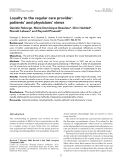 Loyalty to the regular care provider: patients` and