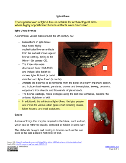 The Nigerian town of Igbo-Ukwu is notable for archaeological sites