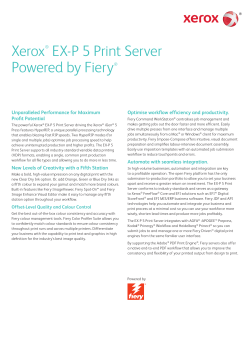 Specifications – Xerox® EX-P 5 Print Server, powered by Fiery