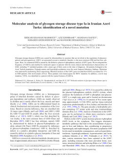 Molecular analysis of glycogen storage disease type Ia in Iranian