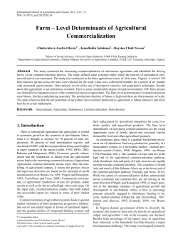 Determinants, Agriculture, Subsistence, Commercialization, Farm-i