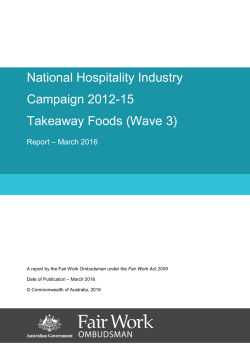 Hospitality Campaign Wave 3 (takeaway foods) Report