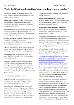 Topic 6 – What are the traits of an exemplary science teacher?