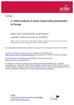 Article A critical analysis of urban regeneration programmes in Europe