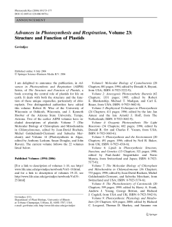 Advances in Photosynthesis and Respiration