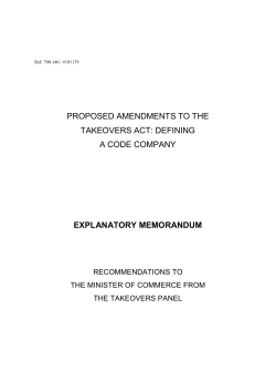 Code Company - Takeovers Panel