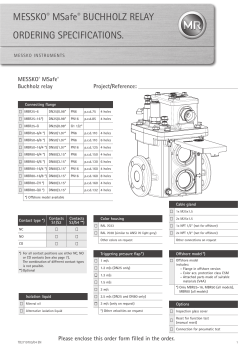 MESSKO&reg; MSafe&reg; BUCHHOLZ RELAY ORDERING