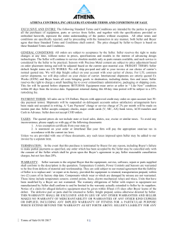 Terms of Sale - Athena Controls