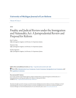 Finality and Judicial Review under the Immigration and Nationality Act