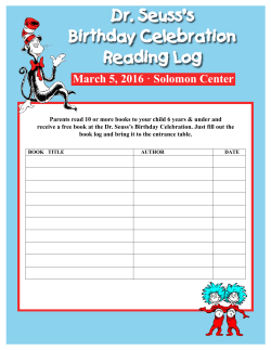 Dr. Seuss`s Birthday Celebration Reading Log