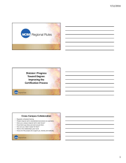 Division I Progress Toward Degree: Improving the