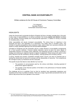 Central Bank Accountability - Written Evidence for UK Parliament