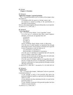 IC 15-16-4 Pesticides Law - Office of Indiana State Chemist