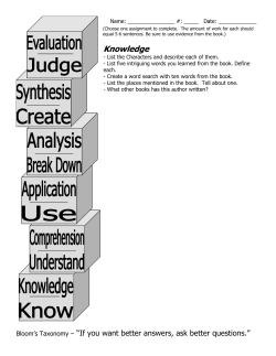 Bloom`s Taxonomy &ndash; Asking Good Questions