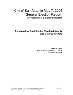 City of San Antonio May 7, 2005 General Election