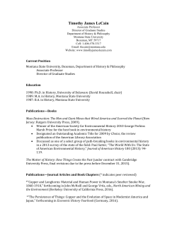 Curriculum Vitae - Montana State University