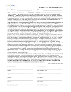GUARANTY OF HOUSING AGREEMENT