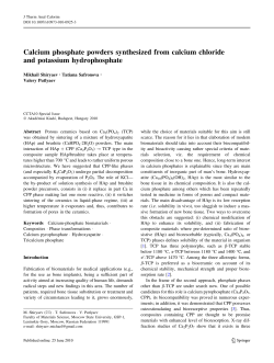 Calcium phosphate powders synthesized from calcium chloride and