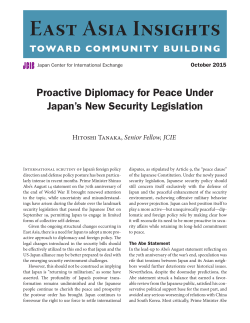 Proactive Diplomacy for Peace Under Japan`s New Security