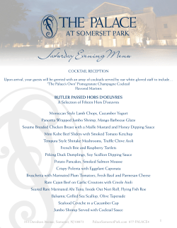 Saturday Evening Menu - The Palace at Somerset Park