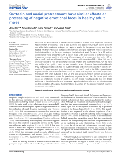 Oxytocin and social pretreatment have similar effects on processing
