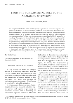 FROM THE FUNDAMENTAL RULE TO THE ANALYSING SITUATION