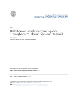 Reflections on Sexual Liberty and Equality: "Through Seneca Falls