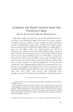 Learning the Right Lessons from the Financial Crisis