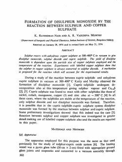 FORMATION OF DISULPHUR MONOXIDE BY THE REACTION