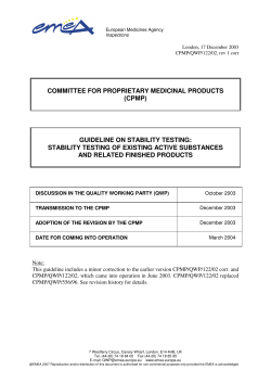 guideline on stability testing - EMA