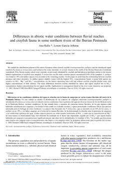 Differences in abiotic water conditions between fluvial reaches and