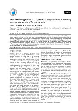 Effect of foliar application of GA3, ethrel and copper sulphate on