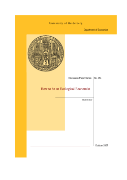 How to be an Ecological Economist